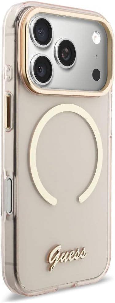 Guess IML Script Metal Logo Case with MagSafe for iPhone 17 Pro Max 6.9" Pink  - GUHMP17X5HTCSMSP