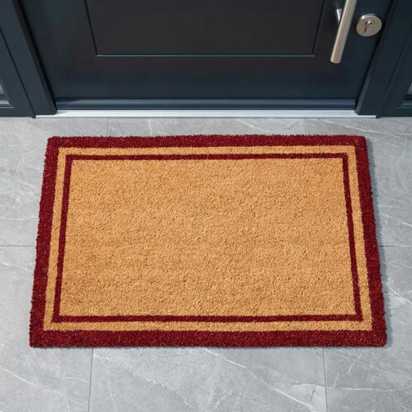 Garden Greatness Classic Duo Border Scarlet Natural Coir Doormat