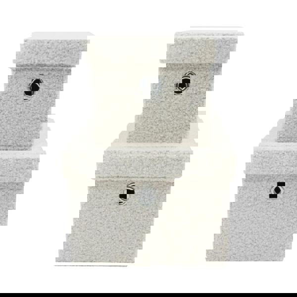 JVL Shiro Boucle Rectangular Lidded Fabric Storage Baskets for Home Organisation, Set of 2, White