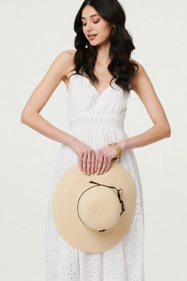 White | Broderie Anglaise Cami Strap Maxi Dress
