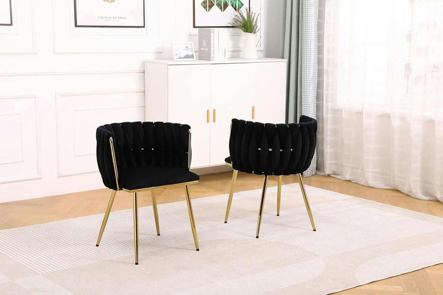 HYGRAD BUILT TO SURVIVE Modern Velvet Accent Dining Chairs, Gold Legs – Set of 2 | HYGRAD®
