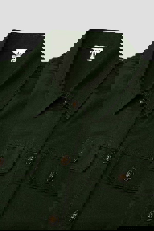 ENORSIA Womens Green Flap Pocket Button Detail Jacket