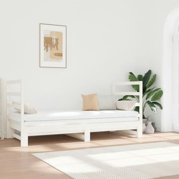 Berkfield Pull-out Day Bed White 2x(90x190) cm Solid Wood Pine