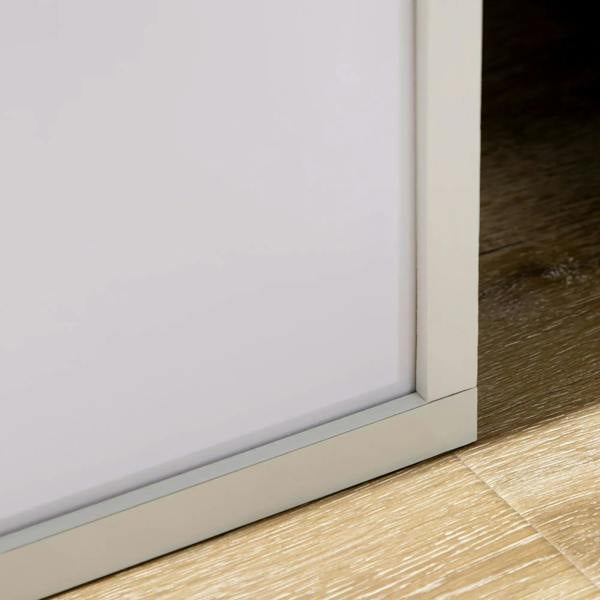 White floor lamp shelving unit base with open lower shelf and clean edges