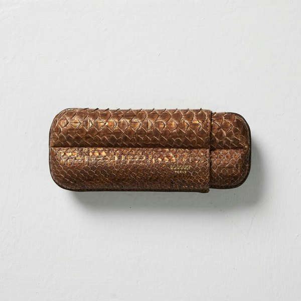 Bosquet Paris Genuine Python Leather Cigar Case for 2 - Gold