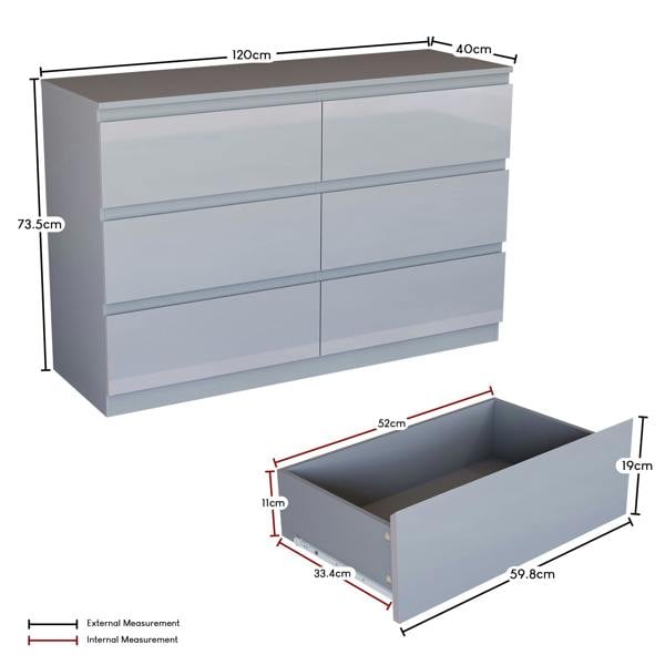 Vida Designs Glinton 6 Drawer Chest, Black