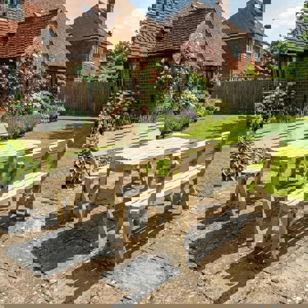 Arbor Garden Solutions Victoria Rounded Picnic Table Benches Set With Backrest