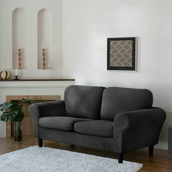 Home Republic Delby Textured Luxury Stretch Sofa Slip Cover - Three Seater