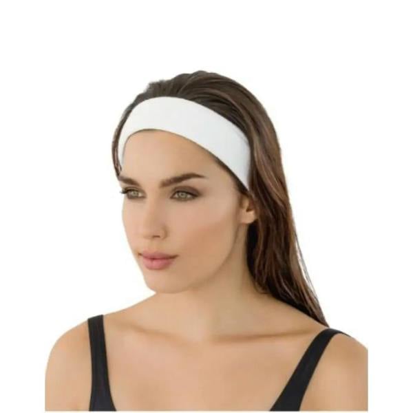 Fashy Bathing white cosmetic head band with elastic and soft fabric