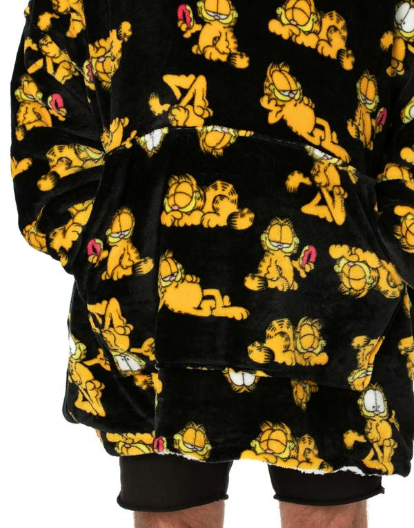 Garfield Mens Black Character AOP Blanket Hoodie (One Size)