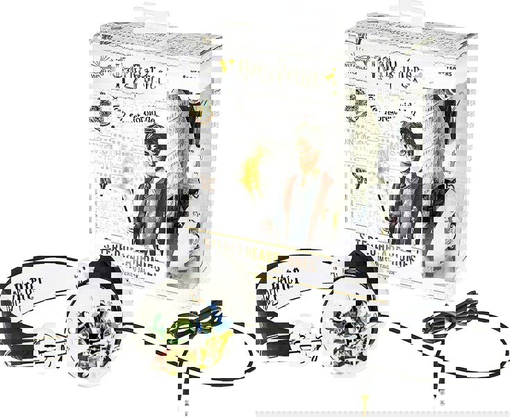 Harry Potter | Hogwarts Crest Adjustable Kids Wired Headphones (White) - xploregifts