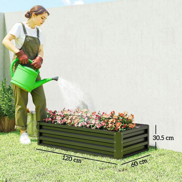 Raised garden planter bed size 120 x 60 cm, 30.5 cm tall, holds flowers