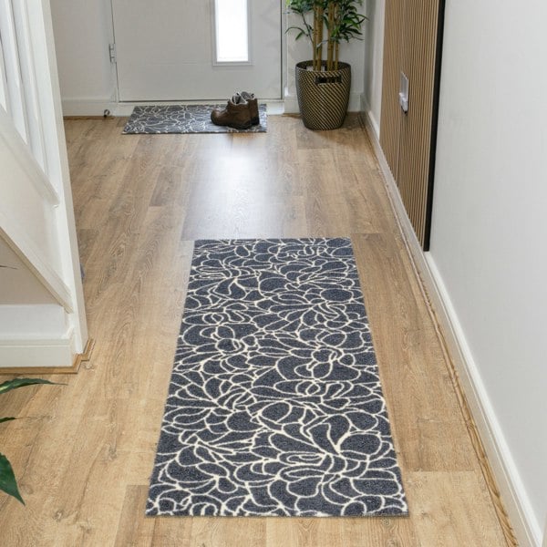 JVL Mega Mat Machine Washable Entrance Runner and Doormat Set, Floral