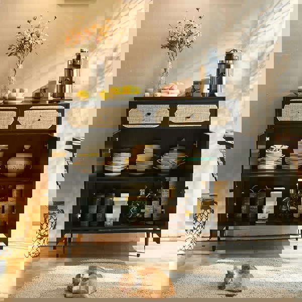 Barbary Rattan Sideboard, Black Or Oak-Weilai Concept-Weilai Concept