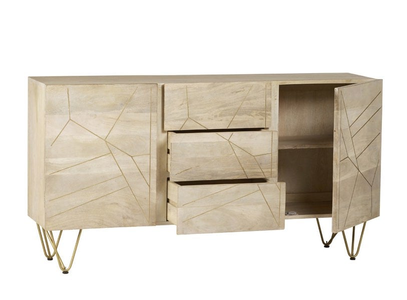 IH Design Large Sideboard with Doors and Drawers Barbuto Light Mango