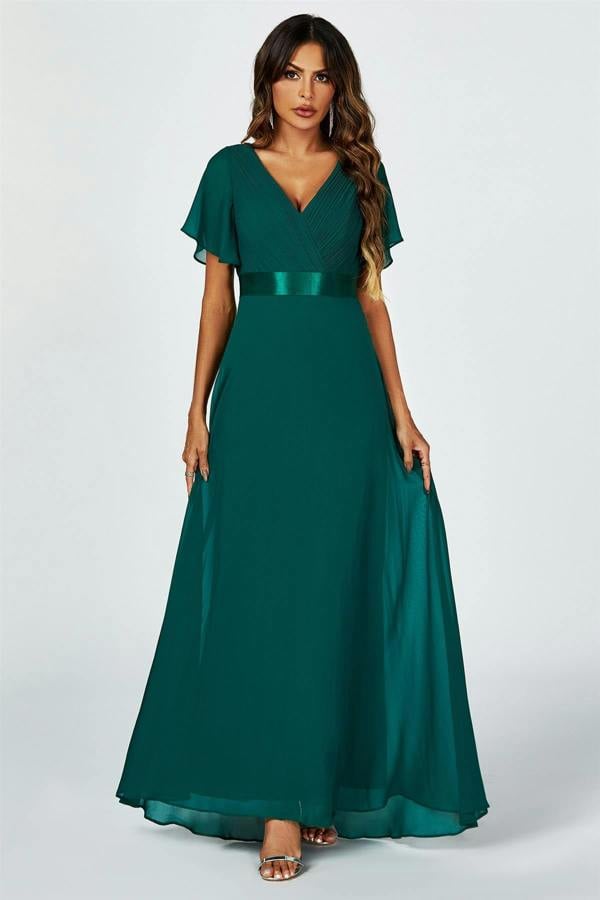 FS Collection Angel Sleeves Empire Waist Bridesmaid Dress In Green