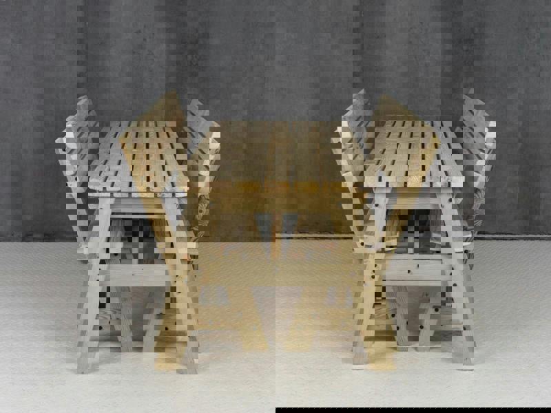 Victoria Space-Saving Rounded Picnic Table and Benches Set with Backrest – Wooden Outdoor Dining Set for Gardens and Patios