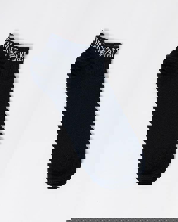 Emporio Armani 3-Pack Mens Trainer Socks - Armani Blue - single sock