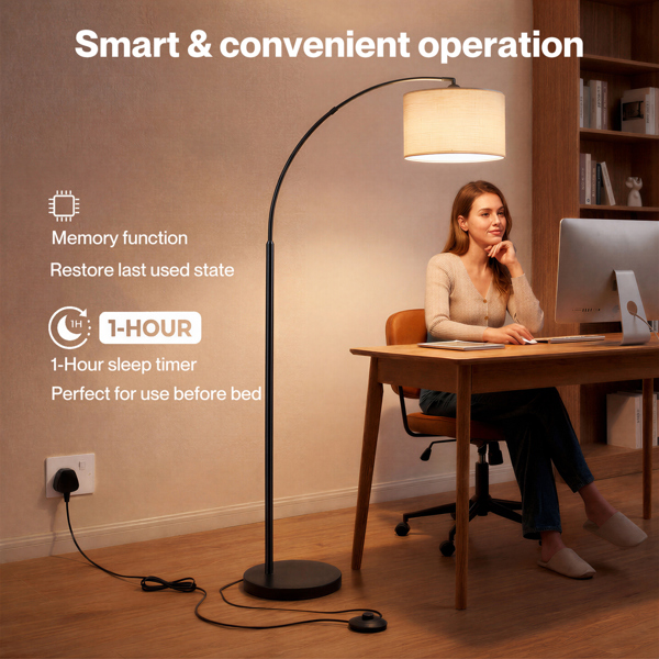 Emitto Floor Lamp Dimmable Standing Reading Light LED Colour Temperatures Black