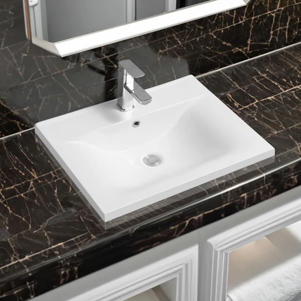5089 ceramic 61cm thin edge inset basin with dipped bowl