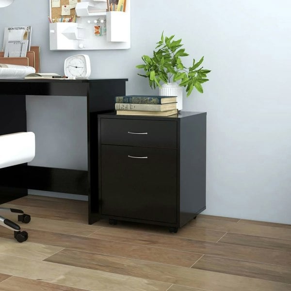 Berkfield Rolling Cabinet Black 45x38x54 cm Engineered Wood