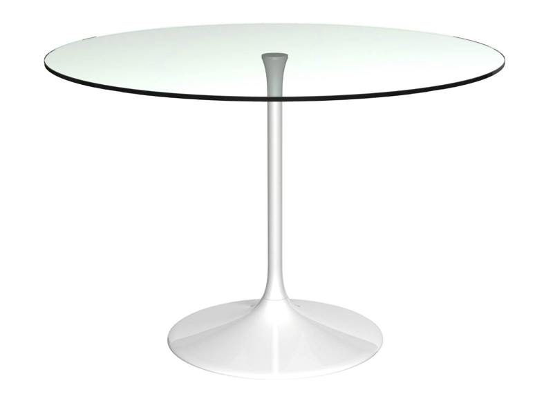 Swan Large Circular Dining Table - Clear Glass Top with Matt White Base by Gillmore British Design © GillmoreSPACE Ltd