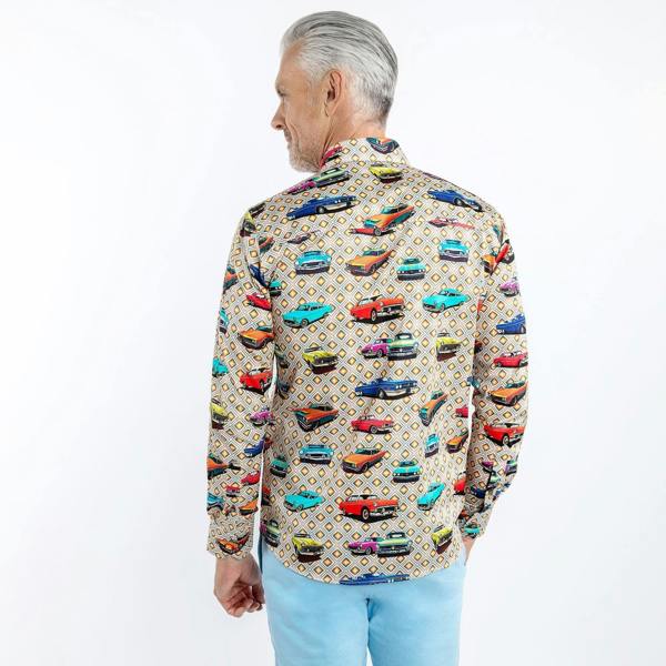 RETRO CLASSIC CARS PRINT SHIRT - Premium Men's Patterned Shirt by Claudio Lugli | Bold Design, Tailored Fit, Best Printed Shirts