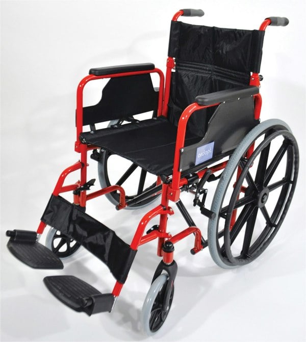 Aidapt Deluxe Self Propelled Steel Wheelchair Red