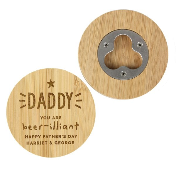 Personalised Memento Company Personalised Star Bamboo Bottle Opener Coaster