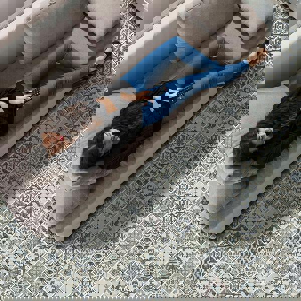 WALPLUS WFS6008 - Vintage Blue Azulejo Tiles Floor Sticker 120cm x 60 cm