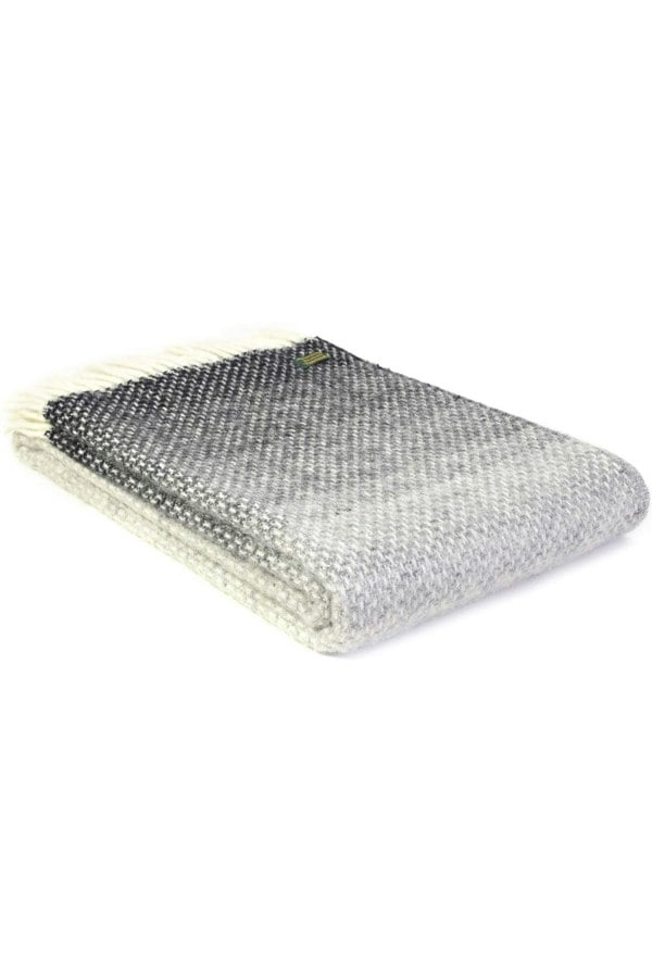 HomeSpace Direct Ombre Pebble Grey Wool Throw 100% Pure British New Wool