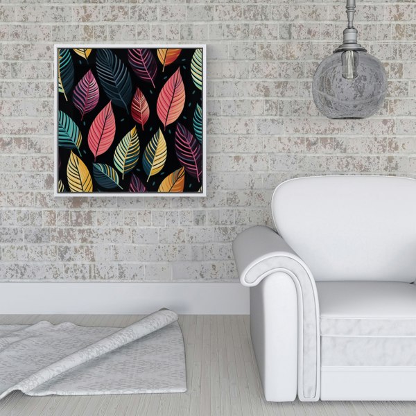 Warren Reed Colourful Leaves Pattern Framed Canvas