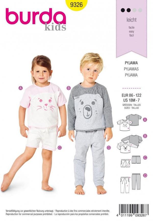 Burda Sewing Pattern 9326 Tops, Trousers and Shorts For Kids, Ages: 18 Months-7 Years - Easy