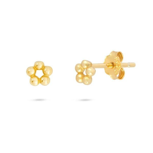 Gold Trip Beaded Circle Stud Earrings