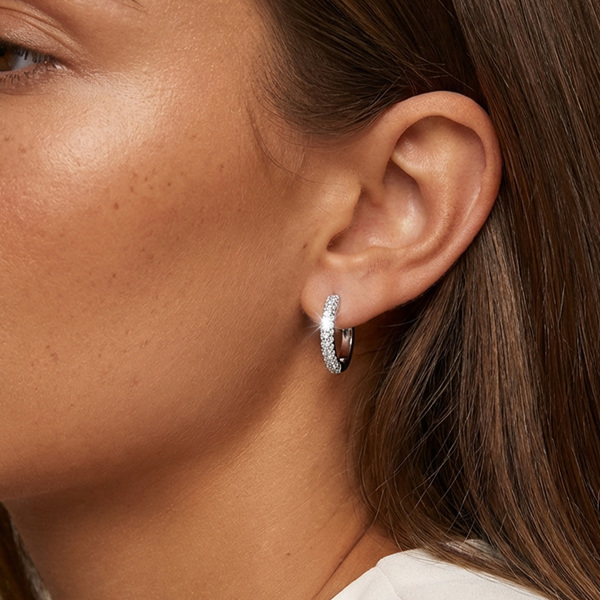 Small Hoop Earrings with Sparkling Pave Stones