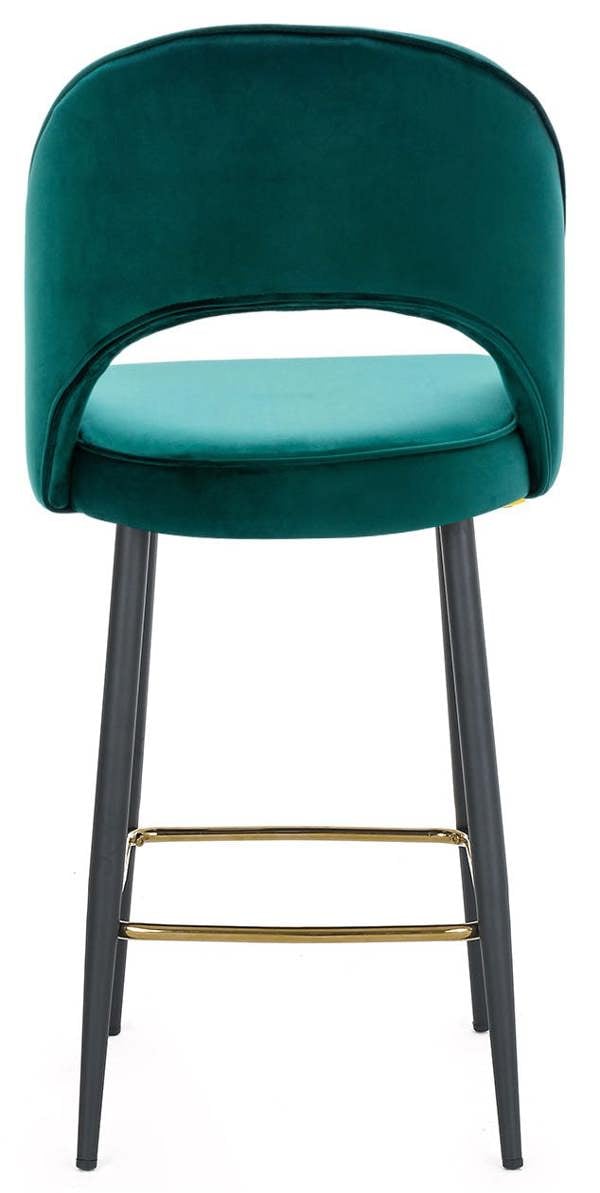 Lamboro Chelsea Velvet Kitchen Stool, Sage Green, Gold Footrest & Black Legs