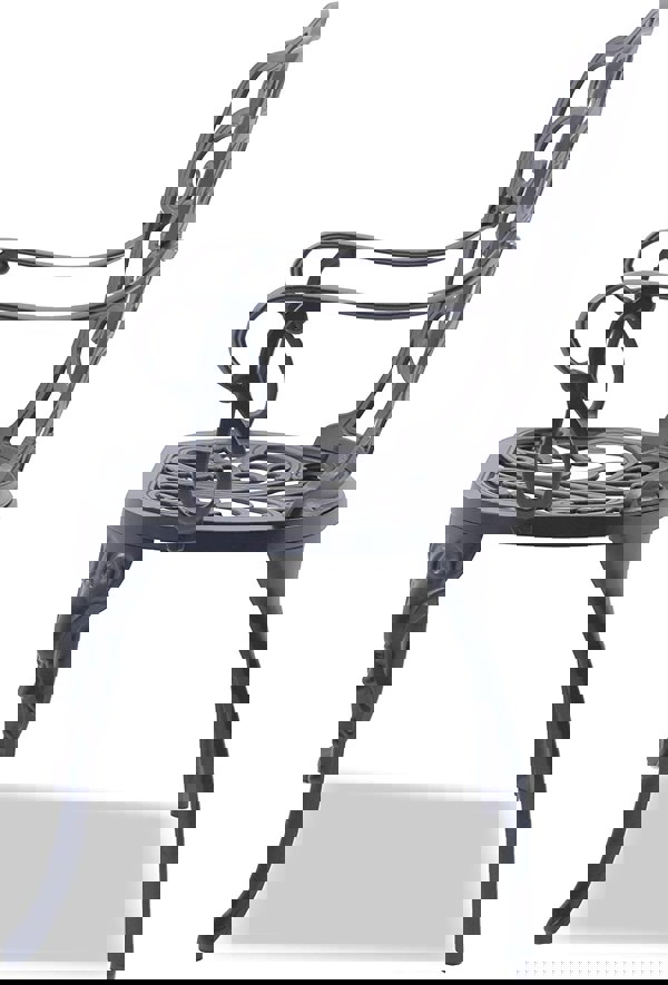 Centurion Supports BANGUI Grey Luxurious Garden and Patio Table and 2 Large Chairs with Armrests Cast Aluminium Bistro Set