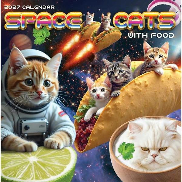 Space Cats Calendar 2027, Wall Calendars, Month To View, Humour, Gift