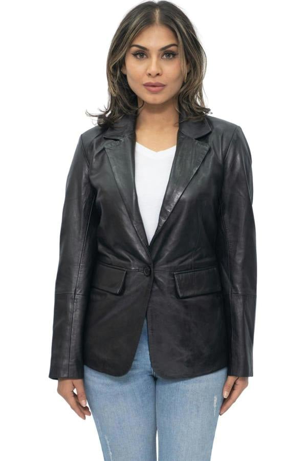 Infinity Leather Womens Soft Leather Blazer Jacket-Apeldoorn