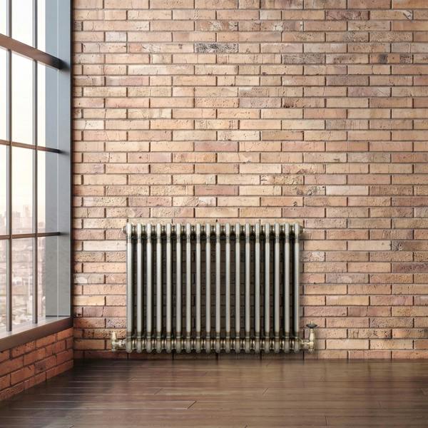 Monstershop Traditional 3 Column Radiator - 600 x 830mm - Raw Metal