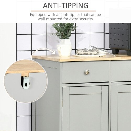 Wyld Haus Totoro Grey Sideboard With Natural Top 3 Doors 3 Drawers 3 Shelves