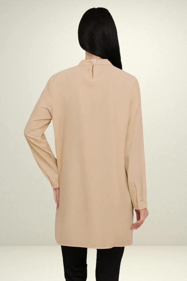 Hoxton Gal Relaxed Fit Long Sleeves Brooch Detailed Tunic