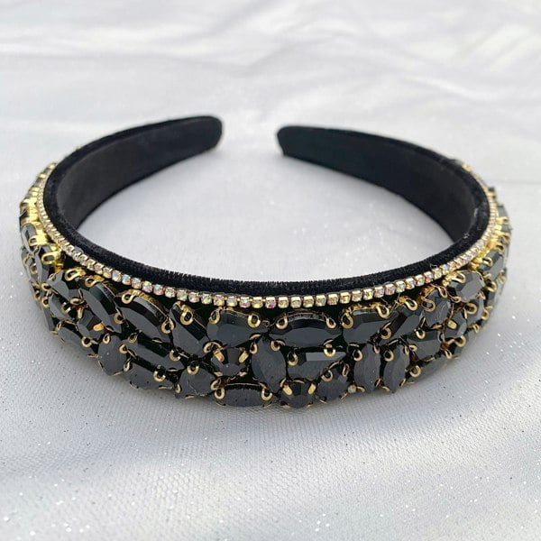 black headband rhinestone headband