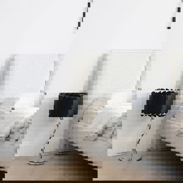 Detail view of Sinclair Bedside Table, Black with very dining table