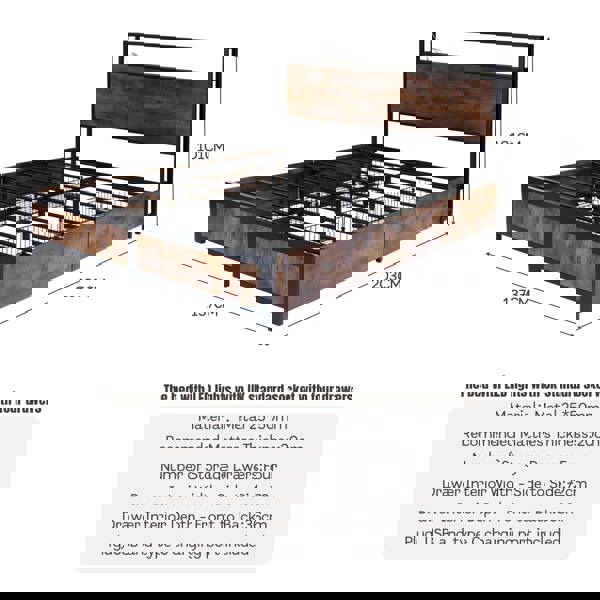 Furniture One Double Bed Frame with 4 Storage Drawers, Metal Bed Frame with LED lights and Charging Station, USB and Type-C charging port
