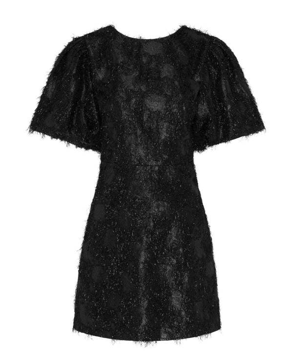 Needs No Label Black Fluffy Puff Sleeve Mini Dress