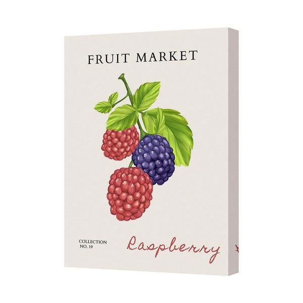 Benjamin Tate Design Fruit Market Raspberry Canvas Wall Art Print With Wooden Frame