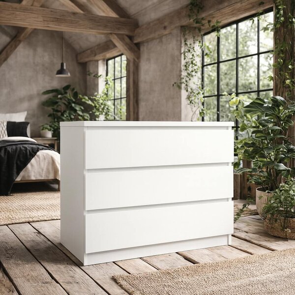 Wyld Haus Budapest White Wooden Storage Chest 3 Drawers