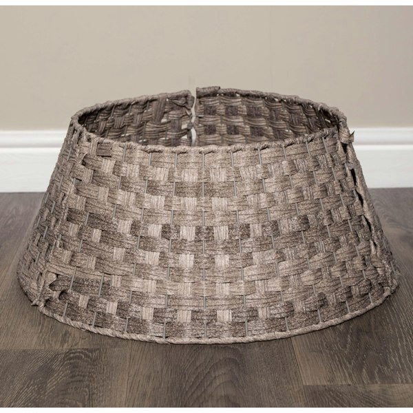 Samuel Alexander 40/58cm Samuel Alexander Medium KD Plastic Wicker Rattan Woven Christmas Tree Skirt in Grey