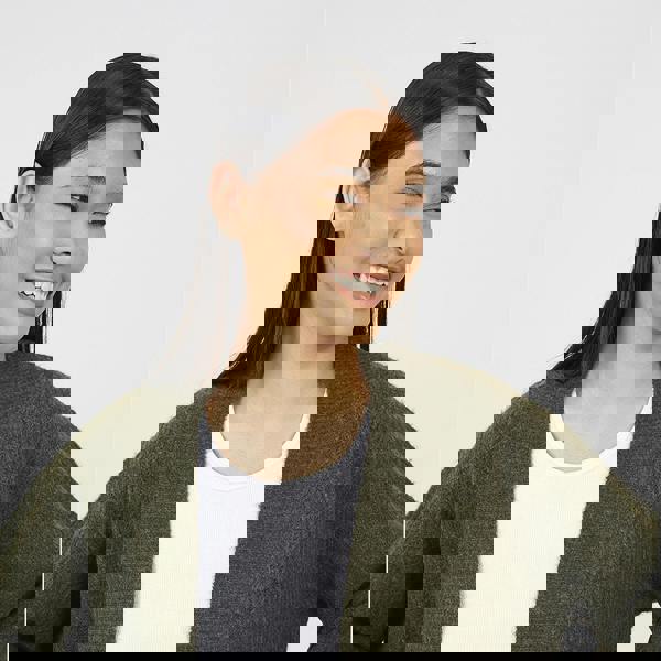 Brave Soul Khaki Fisherman Knit Dropped Shoulder Cardigan - Khaki Image 4